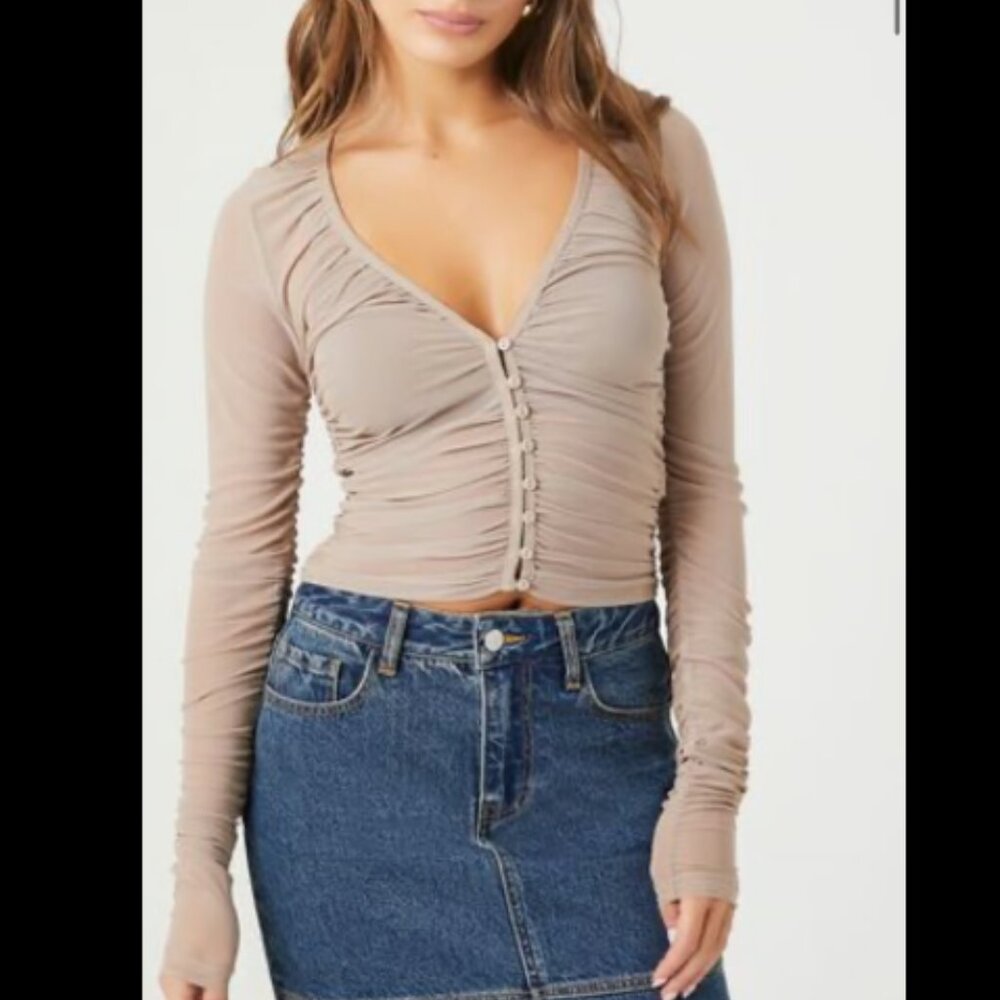 forever 21 ruched mesh top